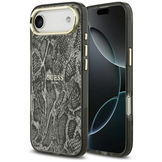 Funda MagSafe para Apple iPhone 17 Air, Guess, Patrón Python, Negra
