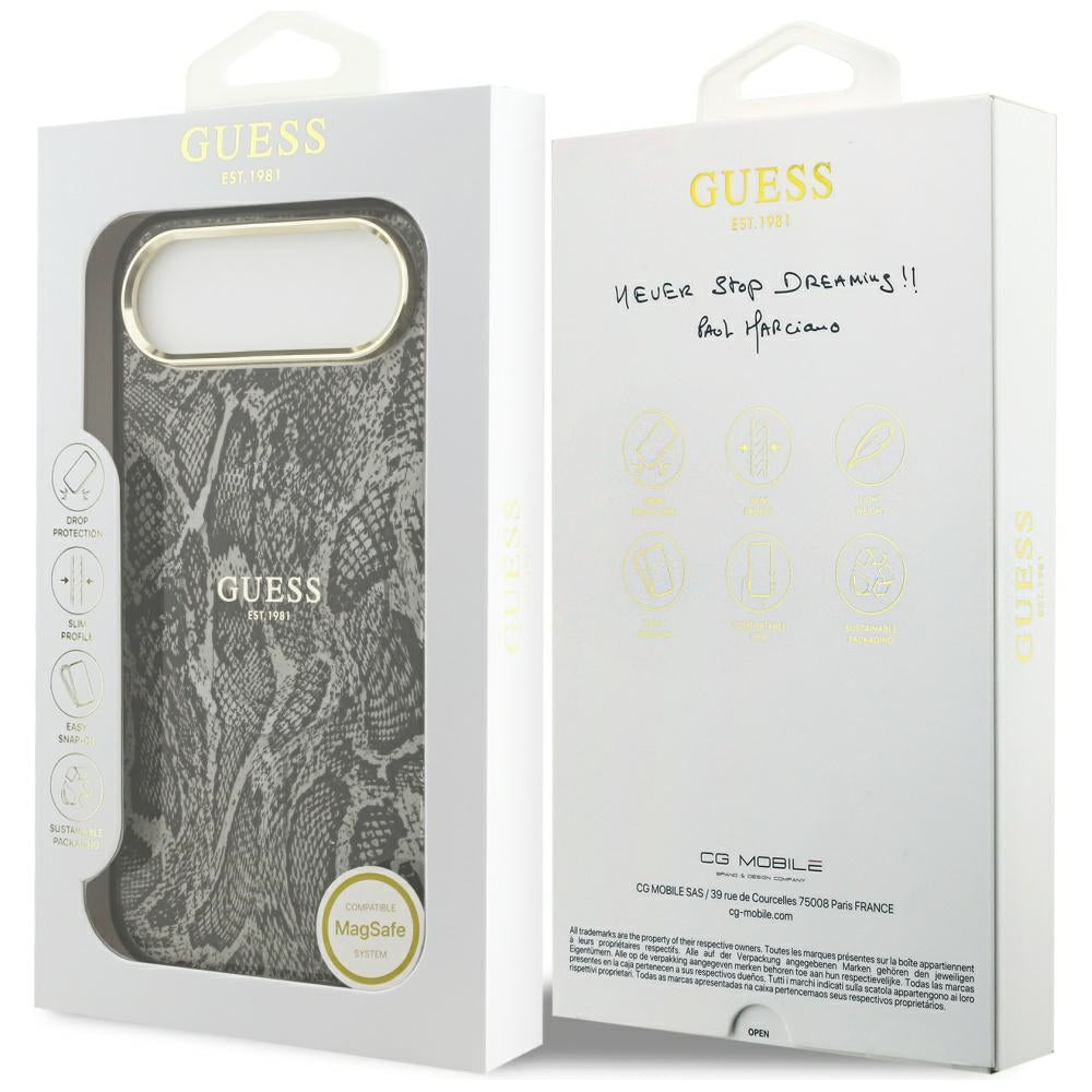 Funda MagSafe para Apple iPhone 17 Air, Guess, Patrón Python, Negra