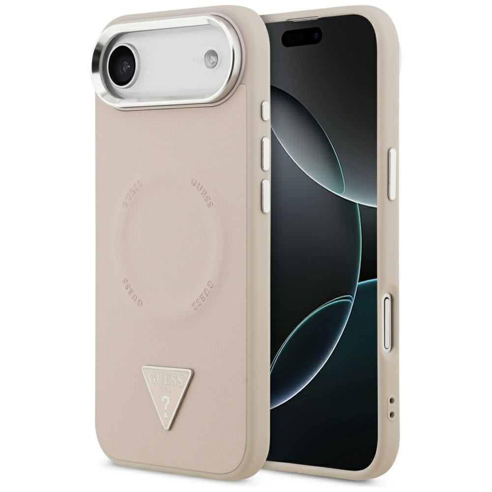 Funda MagSafe para Apple iPhone 17 Air, Guess, Logo Triangular, Rosa Plateado