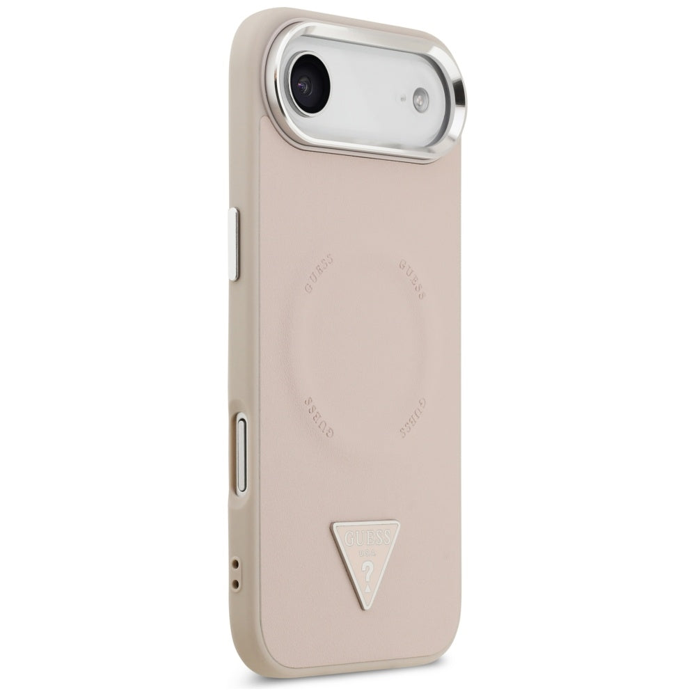 Funda MagSafe para Apple iPhone 17 Air, Guess, Logo Triangular, Rosa Plateado