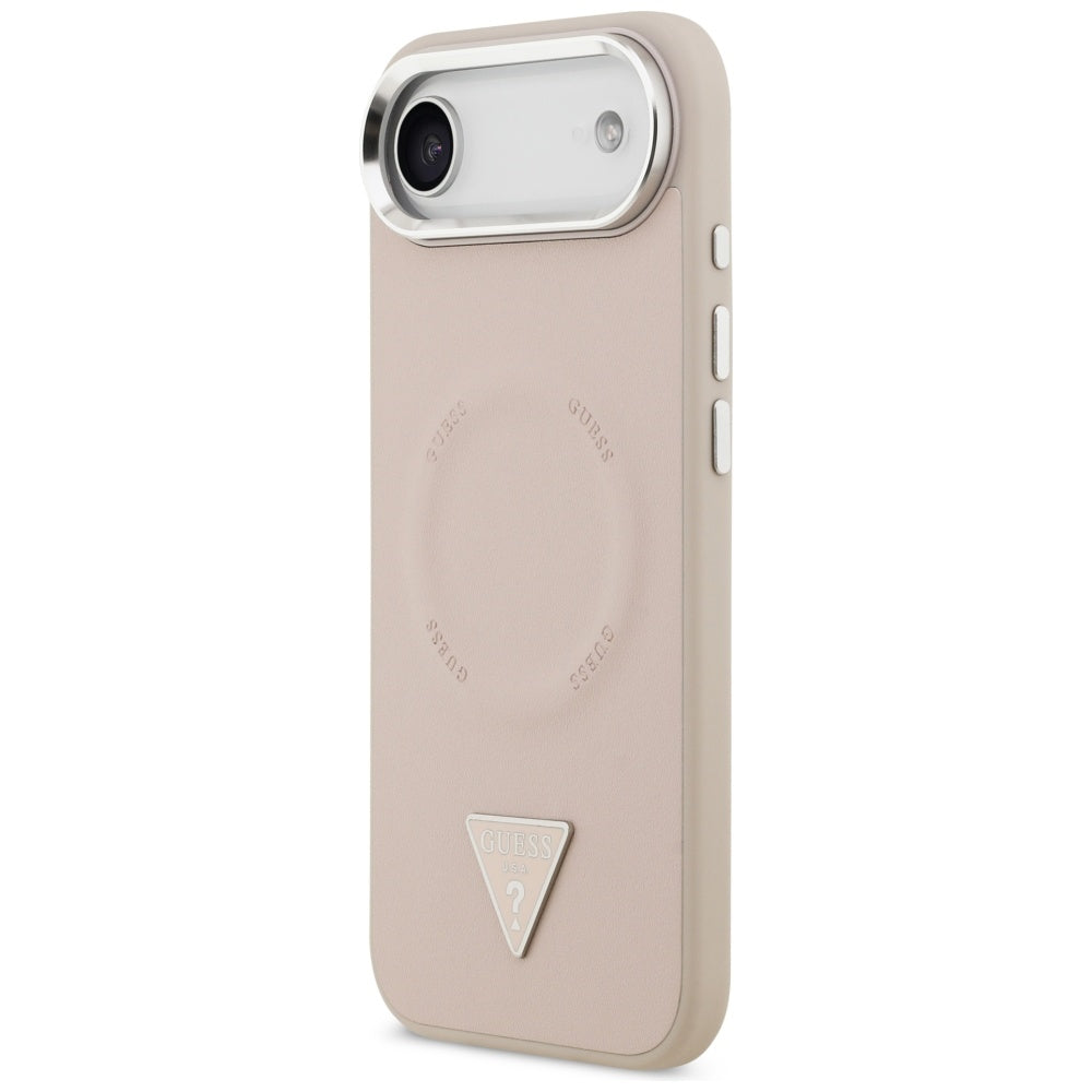 Funda MagSafe para Apple iPhone 17 Air, Guess, Logo Triangular, Rosa Plateado