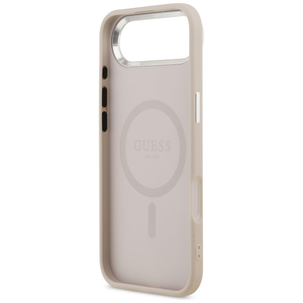 Funda MagSafe para Apple iPhone 17 Air, Guess, Logo Triangular, Rosa Plateado