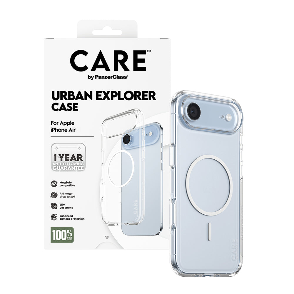 Funda MagSafe para Apple iPhone 17 Air, PanzerGlass, Care Urban Explorer, Transparente Blanca