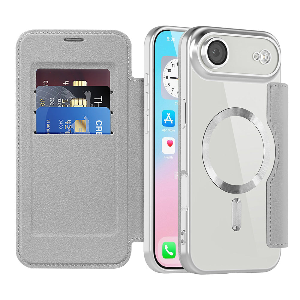 Funda MagSafe para Apple iPhone 17 Air, Techsuit, SmartMag Book, Gris