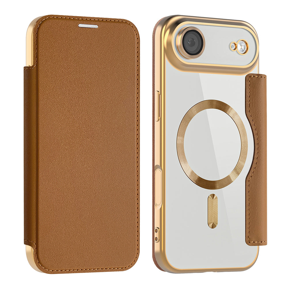 Funda MagSafe para Apple iPhone 17 Air, Techsuit, SmartMag Book, Marrón