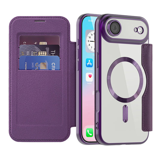 Funda MagSafe para Apple iPhone 17 Air, Techsuit, SmartMag Book, Morado