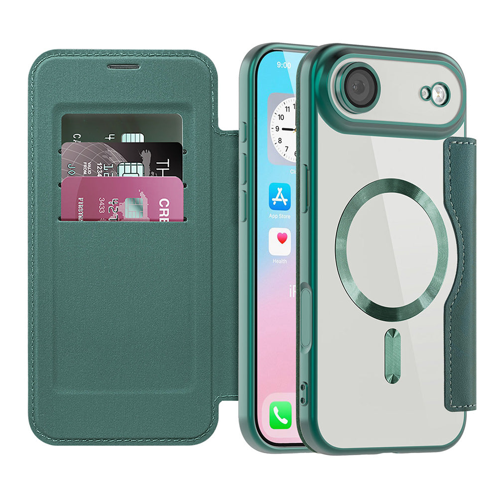 Funda MagSafe para Apple iPhone 17 Air, Techsuit, SmartMag Book, Verde