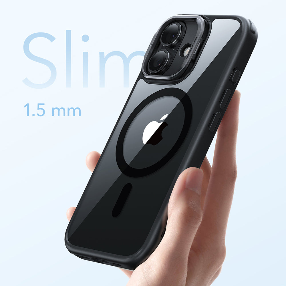 Funda MagSafe para Apple iPhone 17, ESR, Classic Hybrid Kickstand, Negra Transparente