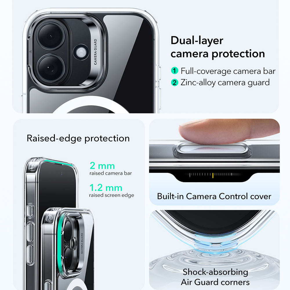 Funda MagSafe para Apple iPhone 17, ESR, Classic Hybrid Kickstand, Transparente