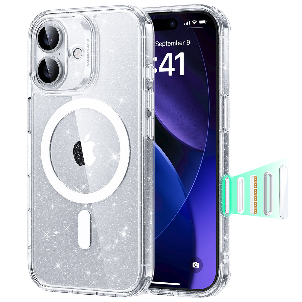 Funda MagSafe para Apple iPhone 17, ESR, Classic Hybrid Shimmer, Transparente