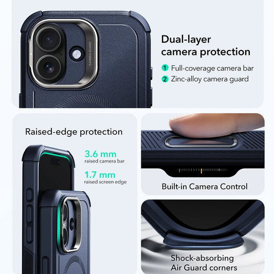 Funda MagSafe para Apple iPhone 17, ESR, Cyber Armor Kickstand, Azul