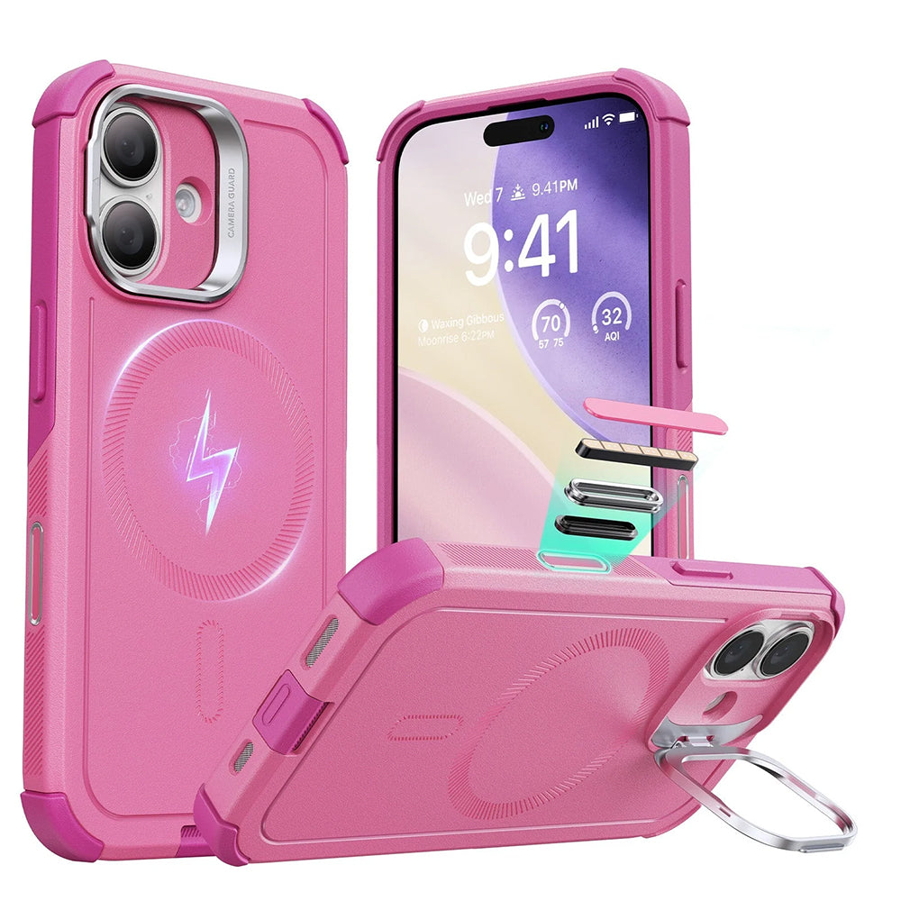 Funda MagSafe para Apple iPhone 17, ESR, Cyber Armor Kickstand, Rosa
