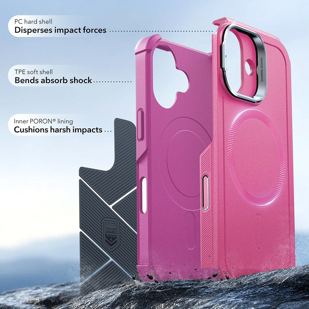Funda MagSafe para Apple iPhone 17, ESR, Cyber Armor Kickstand, Rosa