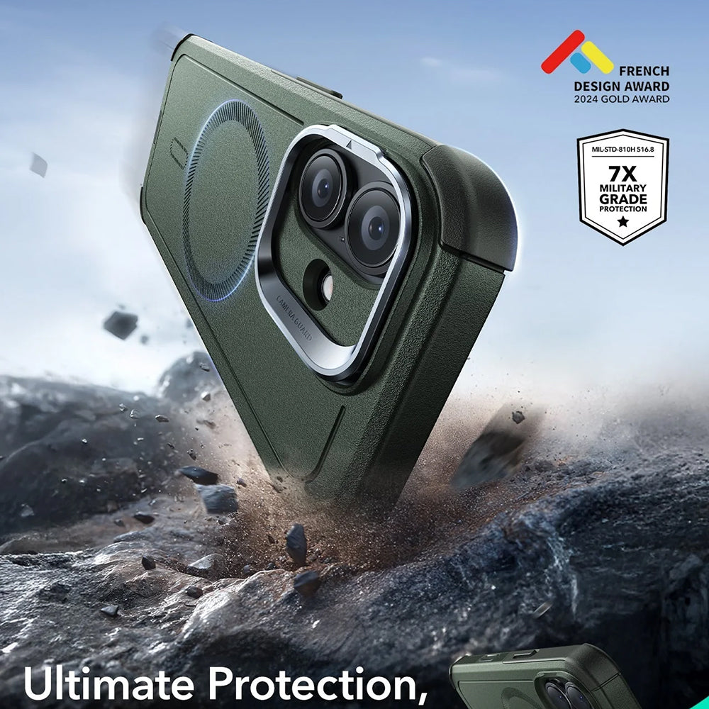 Funda MagSafe para Apple iPhone 17, ESR, Cyber Armor Kickstand, Verde