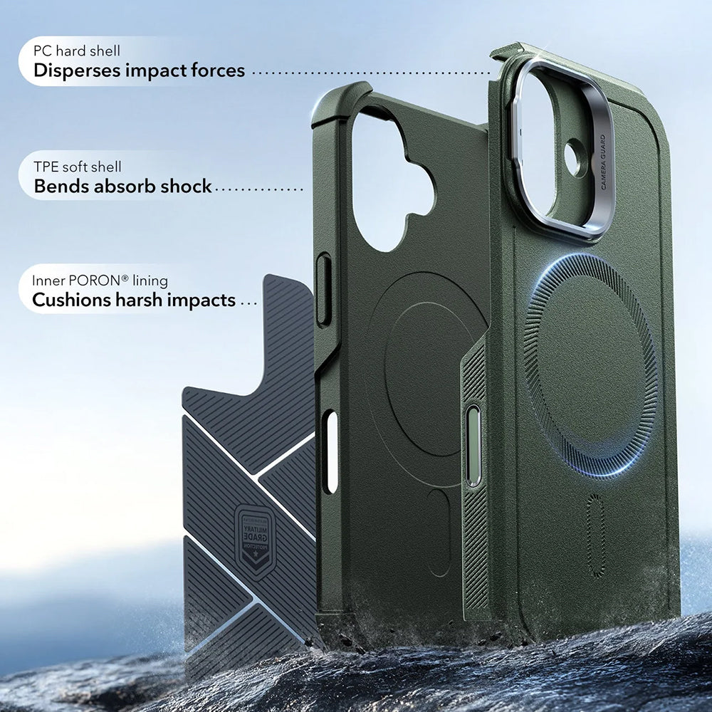 Funda MagSafe para Apple iPhone 17, ESR, Cyber Armor Kickstand, Verde