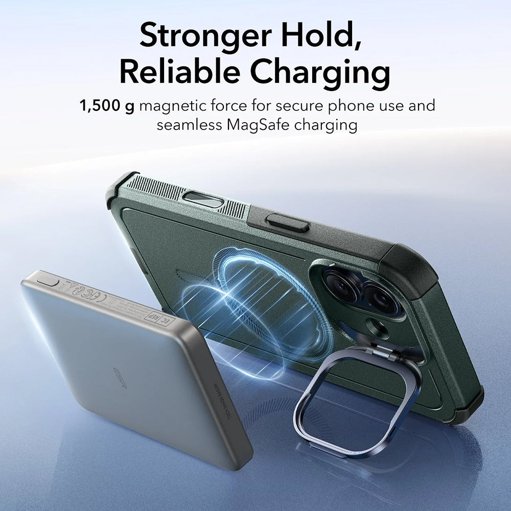 Funda MagSafe para Apple iPhone 17, ESR, Cyber Armor Kickstand, Verde