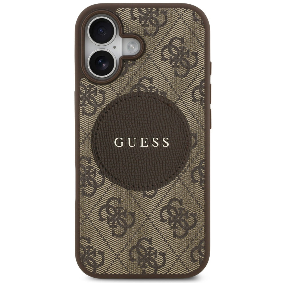 Funda MagSafe para Apple iPhone 17, Guess, 4G Circle Classic Logo, Marrón