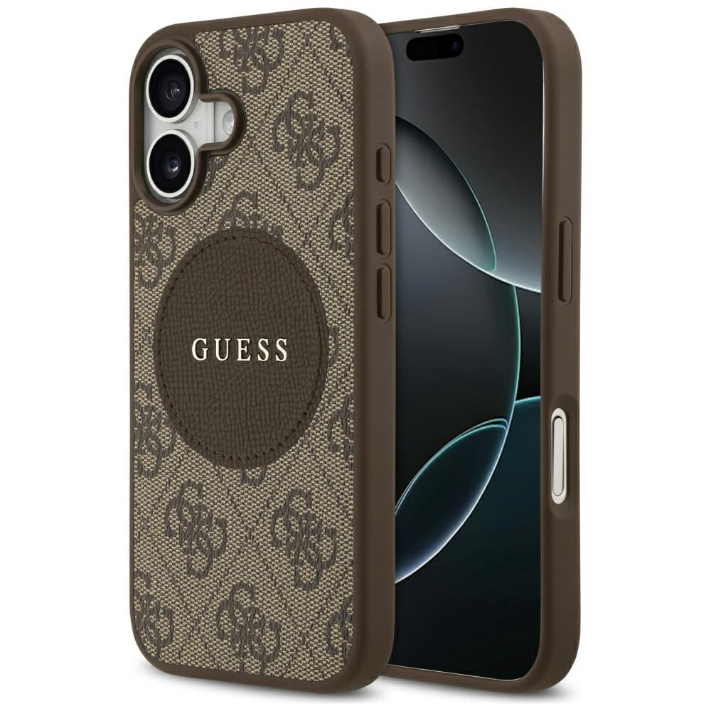 Funda MagSafe para Apple iPhone 17, Guess, 4G Circle Classic Logo, Marrón