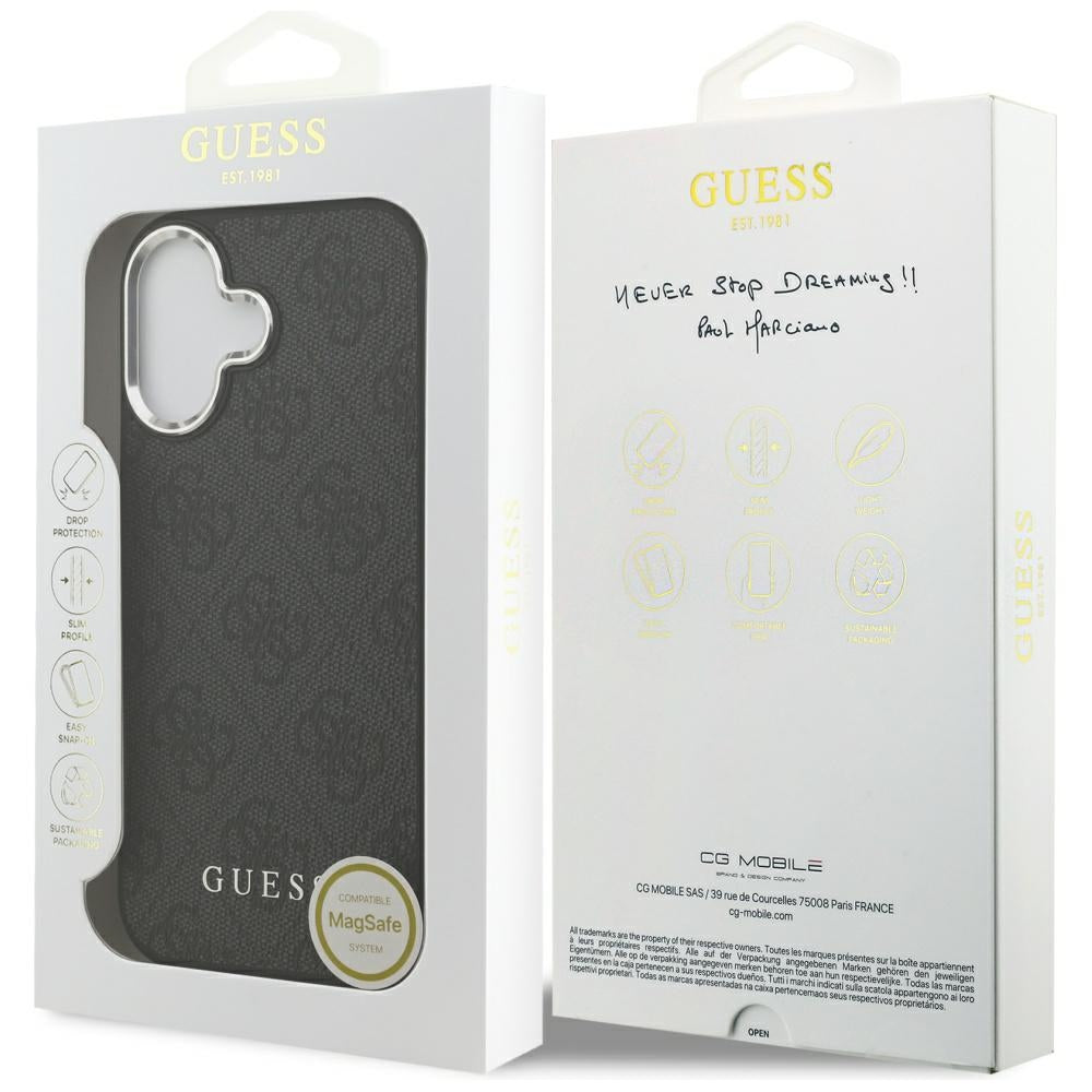 Funda MagSafe para Apple iPhone 17, Guess, 4G Classic Logo, Negra
