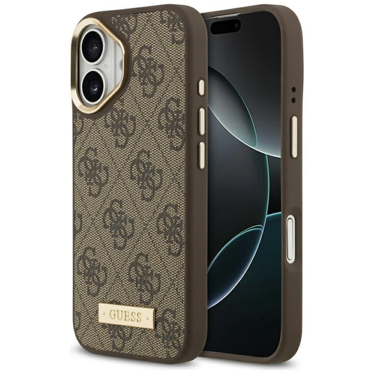 Funda MagSafe para Apple iPhone 17, Guess, 4G Logo Plate, Marrón