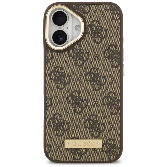 Funda MagSafe para Apple iPhone 17, Guess, 4G Logo Plate, Marrón