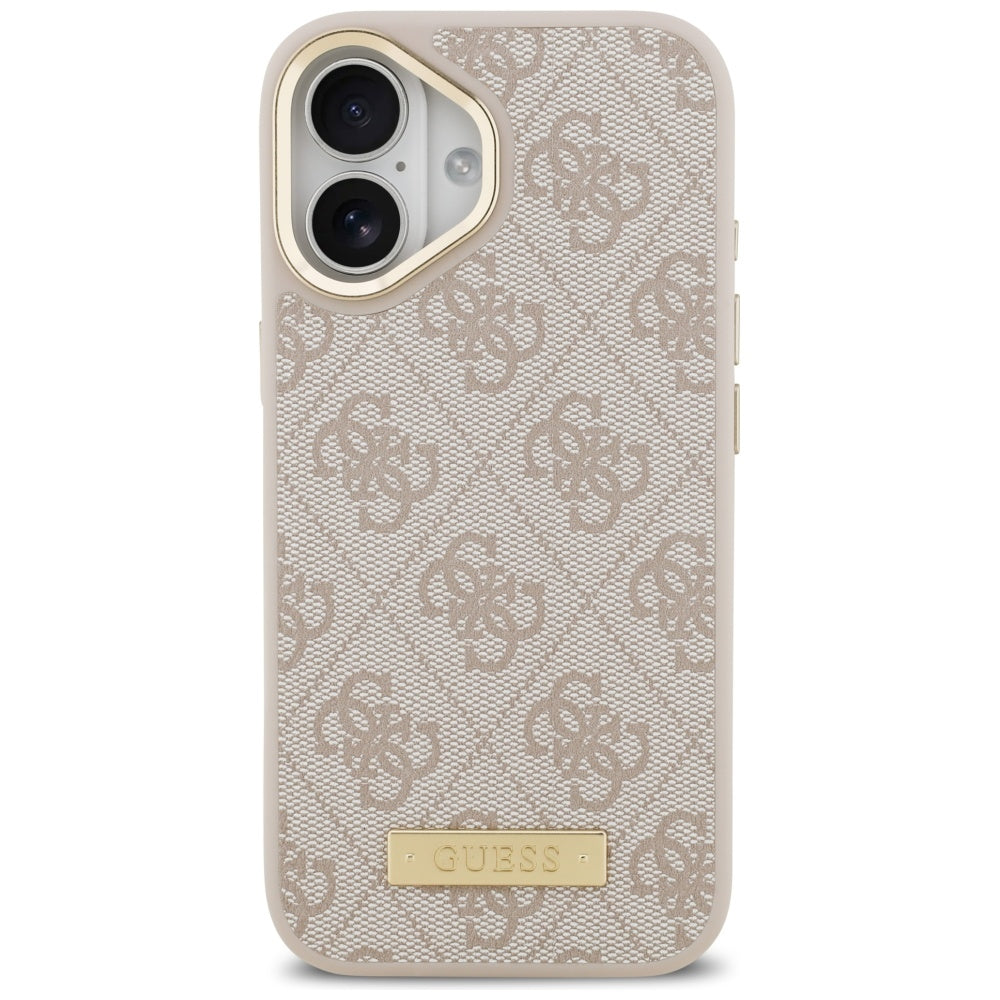 Funda MagSafe para Apple iPhone 17, Guess, 4G Logo Plate, Rosa