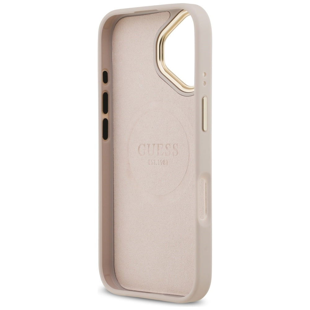 Funda MagSafe para Apple iPhone 17, Guess, 4G Logo Plate, Rosa