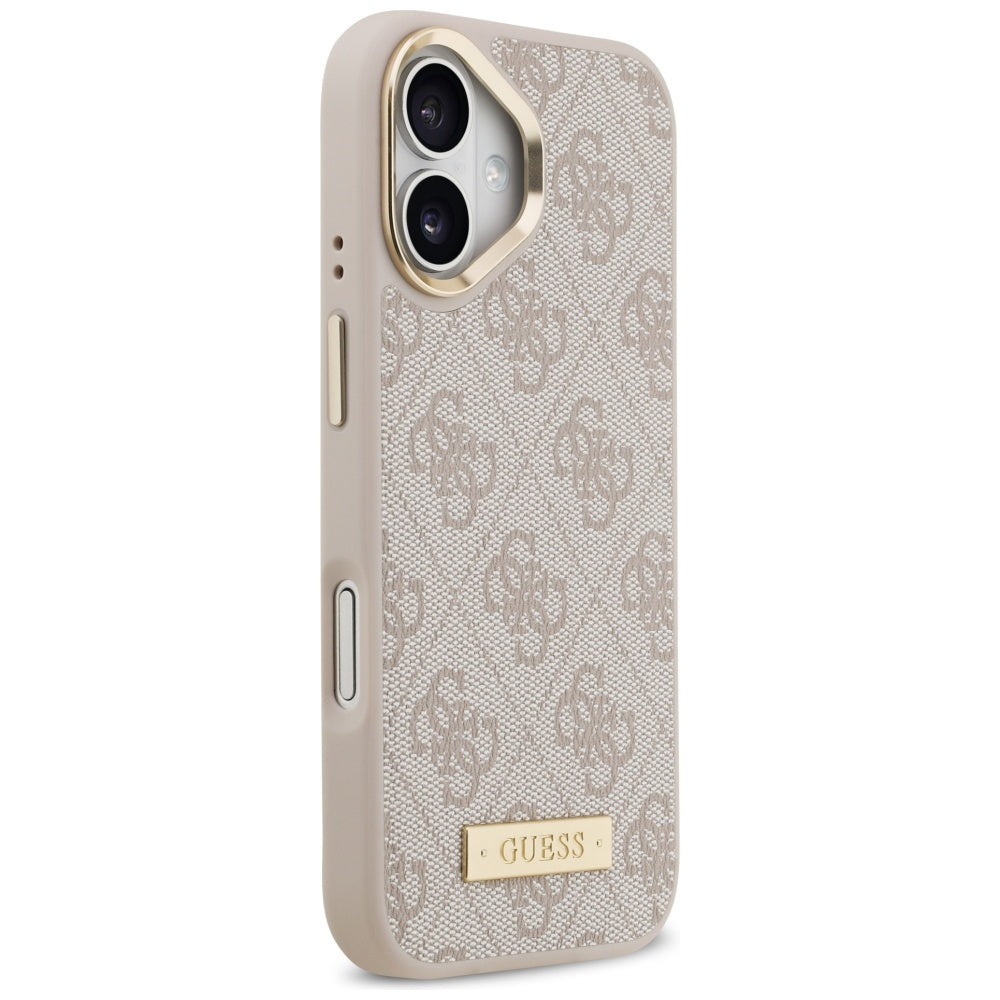 Funda MagSafe para Apple iPhone 17, Guess, 4G Logo Plate, Rosa
