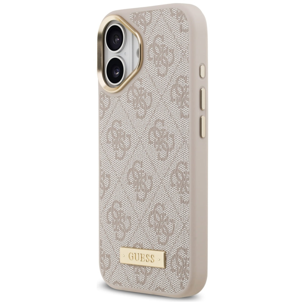 Funda MagSafe para Apple iPhone 17, Guess, 4G Logo Plate, Rosa