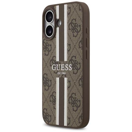 Funda MagSafe para Apple iPhone 17, Guess, 4G Printed Stripes, Marrón