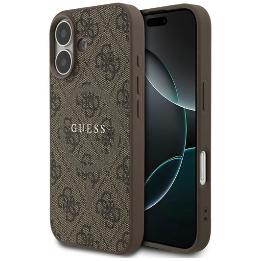 Funda MagSafe para Apple iPhone 17, Guess, 4G Ring Classic Logo, Marrón