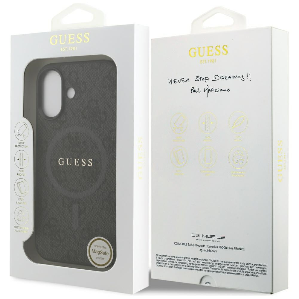 Funda MagSafe para Apple iPhone 17, Guess, 4G Ring Classic Logo, Negra