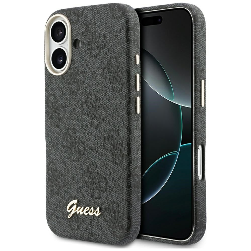 Funda MagSafe para Apple iPhone 17, Guess, 4G Script Logo, Negra