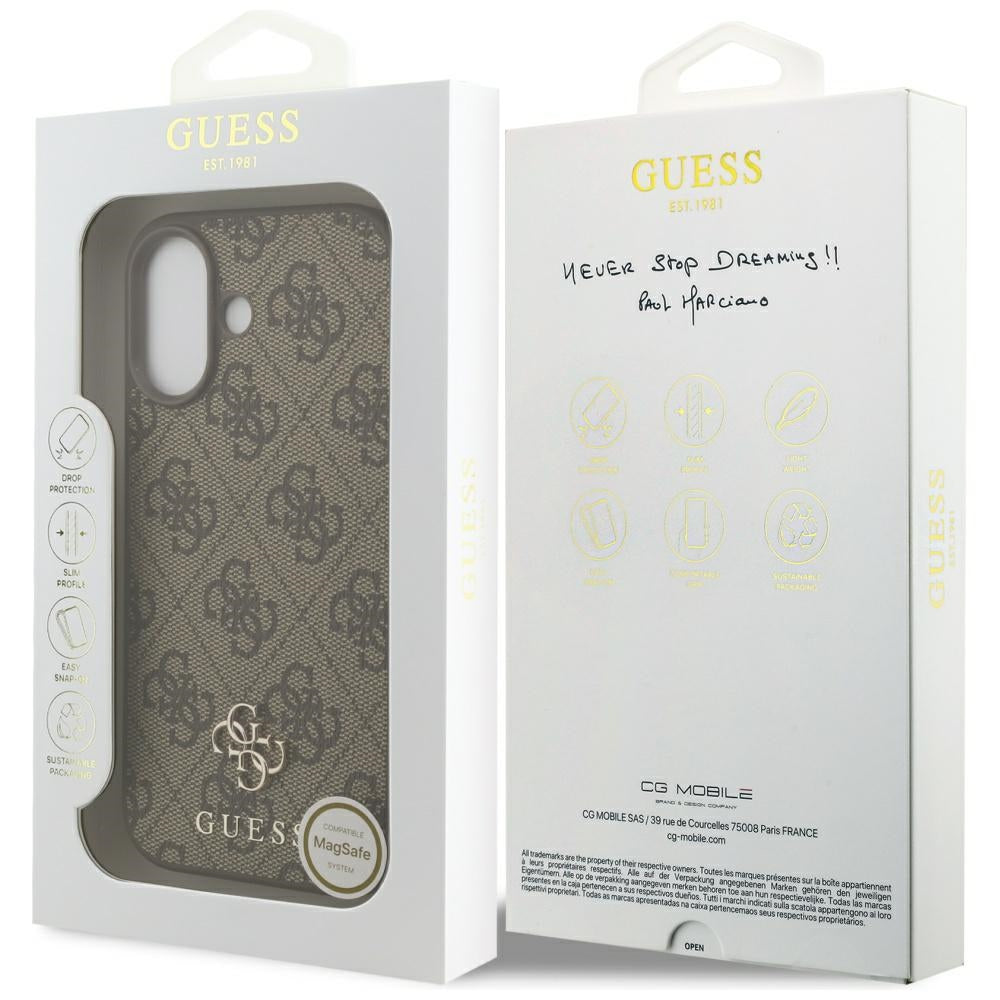 Funda MagSafe para Apple iPhone 17, Guess, 4G Small and Classic Logo, Marrón