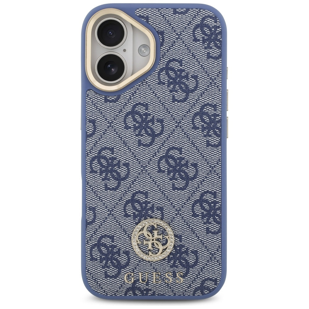 Funda MagSafe para Apple iPhone 17, Guess, 4G Strass Logo with Big Strap, Azul