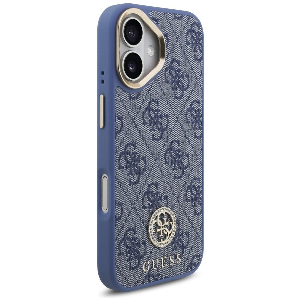 Funda MagSafe para Apple iPhone 17, Guess, 4G Strass Logo with Big Strap, Azul