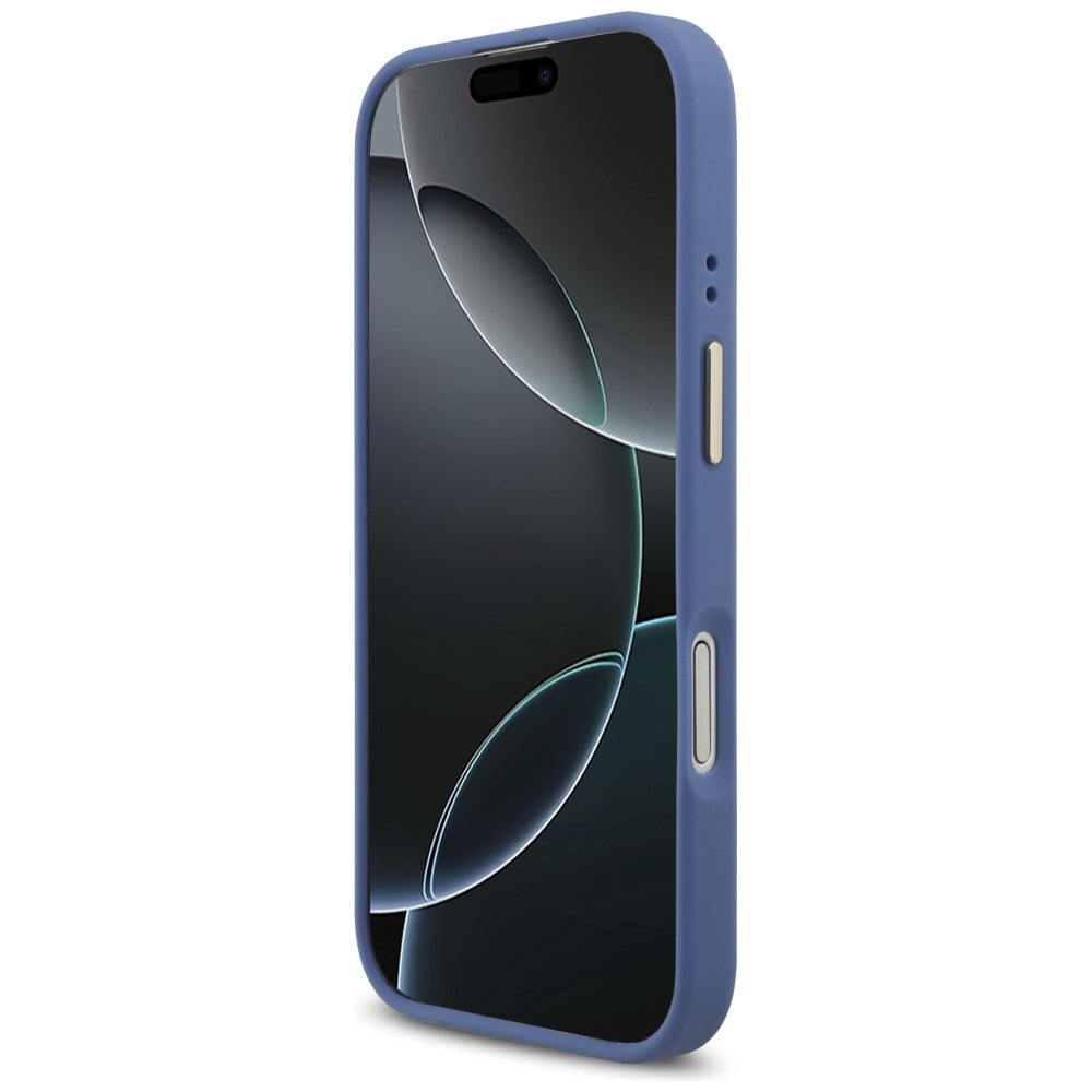 Funda MagSafe para Apple iPhone 17, Guess, 4G Strass Logo with Big Strap, Azul