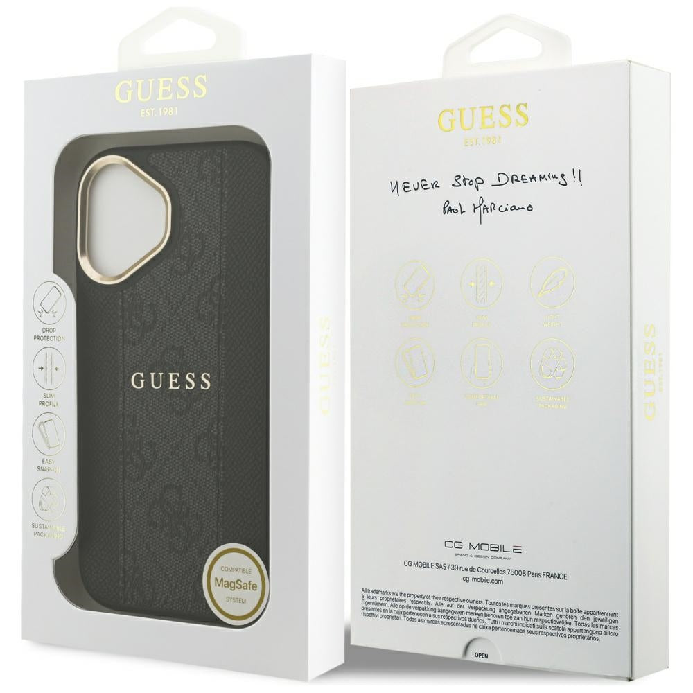 Funda MagSafe para Apple iPhone 17, Guess, 4G Stripe, Negra