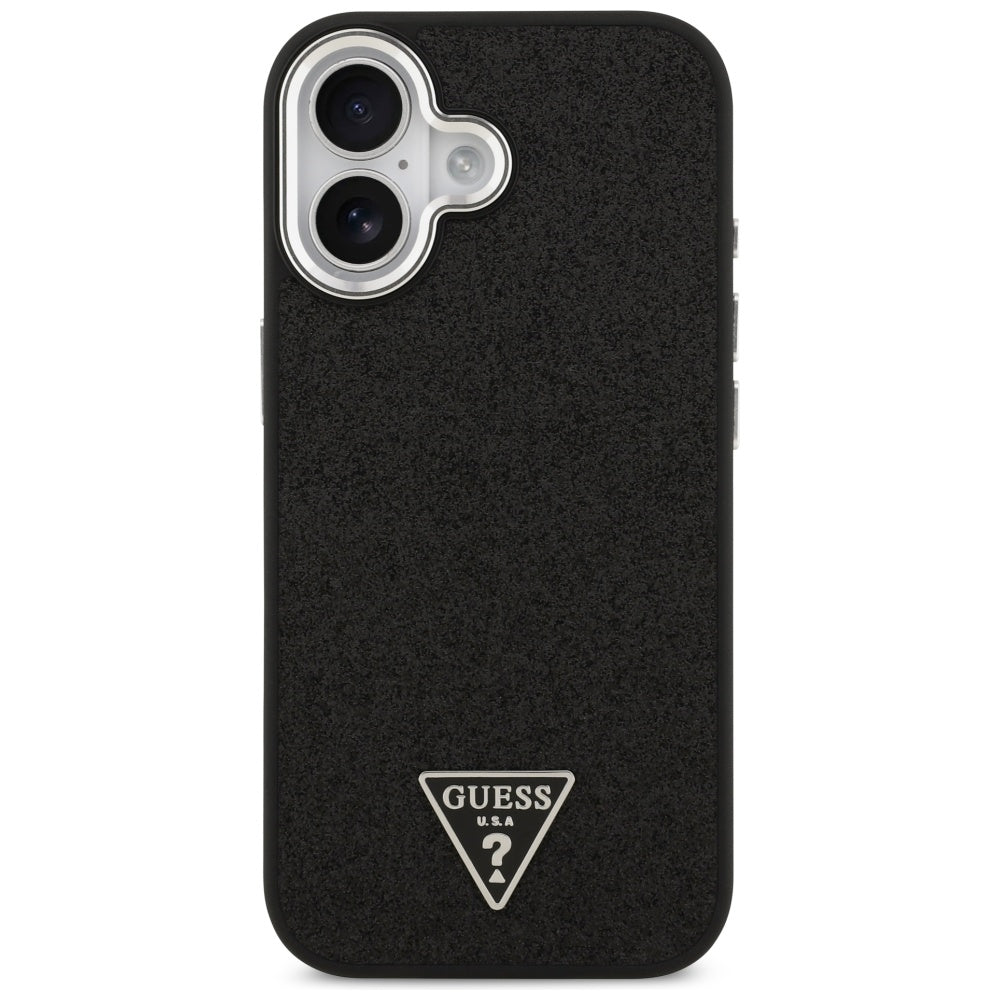 MagSafe Case for Apple iPhone 17, Guess, Glitter Triangle Logo, Black