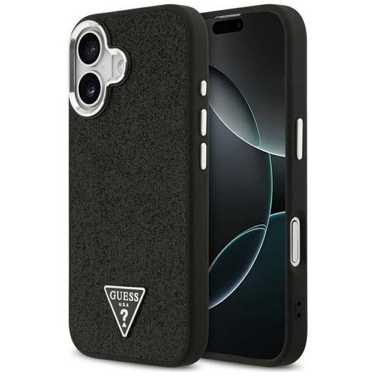 Funda MagSafe para Apple iPhone 17, Guess, Glitter Triangle Logo, Negra
