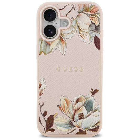 Funda MagSafe para Apple iPhone 17, Guess, Grained Flowers, Rosa