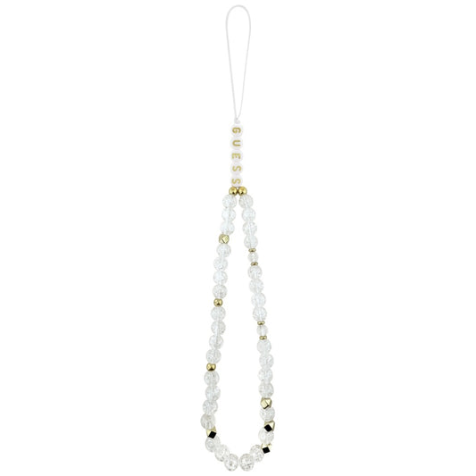 Funda MagSafe para Apple iPhone 17, Guess, IML Flowers with Pearl Strap, Blanca