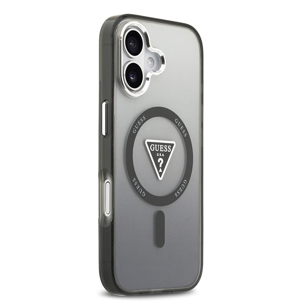 Funda MagSafe para Apple iPhone 17, Guess, IML Gradient Triangle Logo, Negra