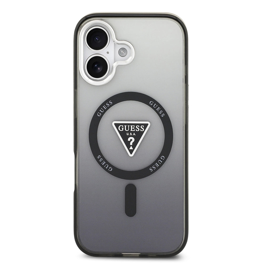 Funda MagSafe para Apple iPhone 17, Guess, IML Gradient Triangle Logo, Negra