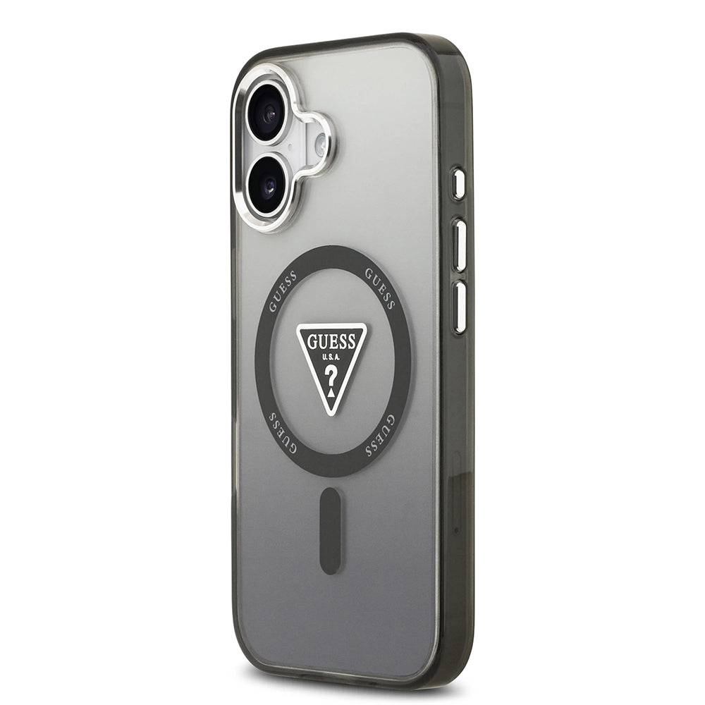 Funda MagSafe para Apple iPhone 17, Guess, IML Gradient Triangle Logo, Negra