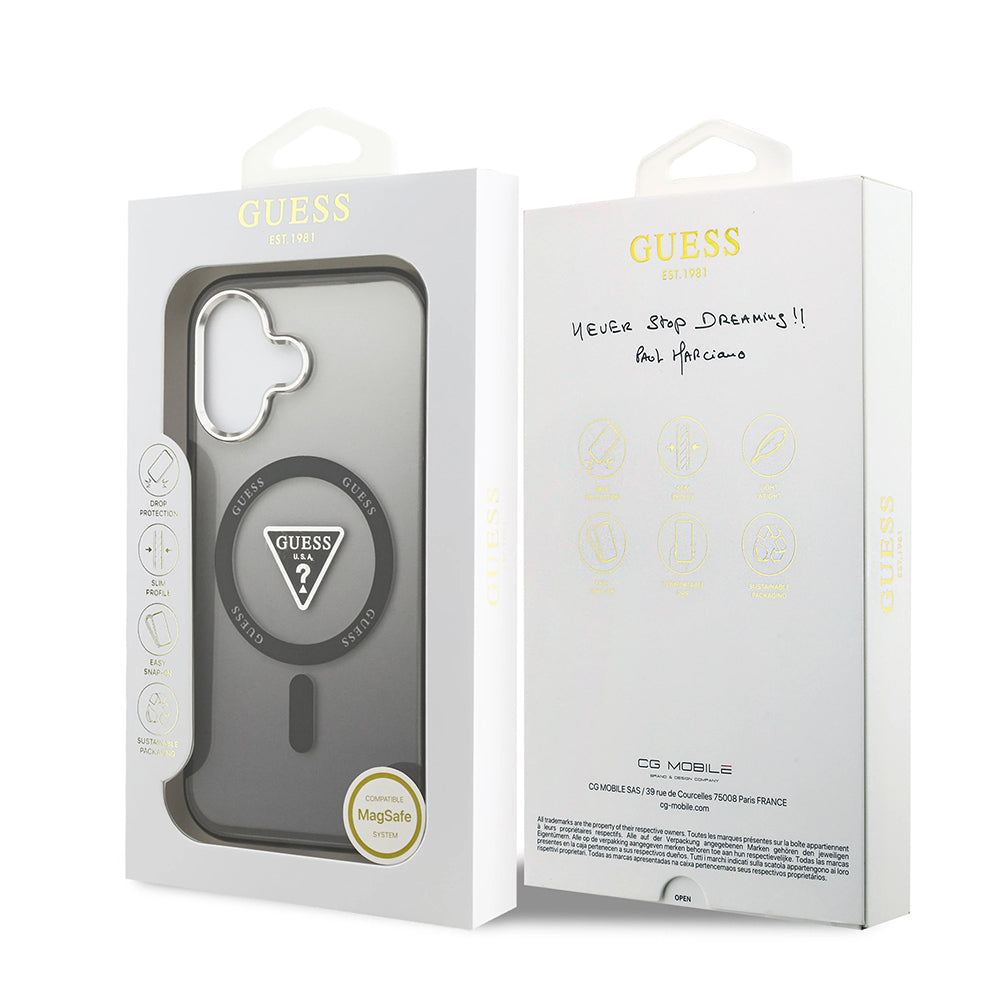 Funda MagSafe para Apple iPhone 17, Guess, IML Gradient Triangle Logo, Negra