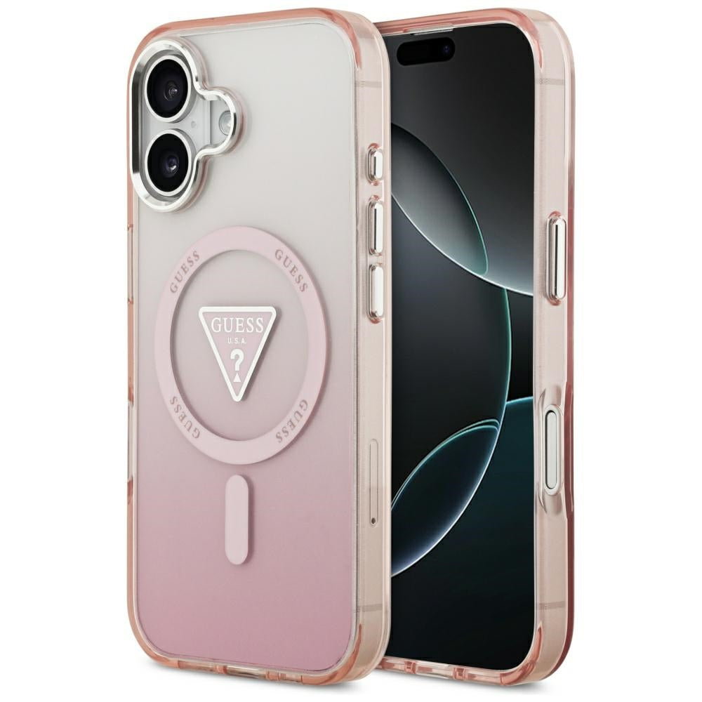 Funda MagSafe para Apple iPhone 17, Guess, IML Gradient Triangle Logo, Rosa