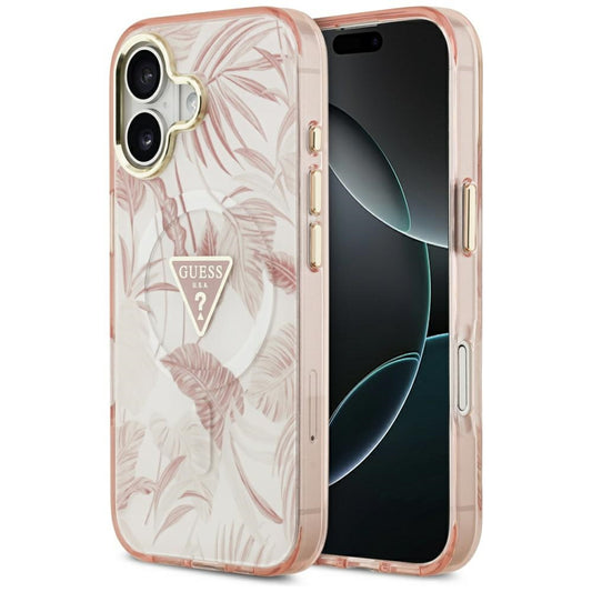 Funda MagSafe para Apple iPhone 17, Guess, Jungle Tonal Triangle, Rosa