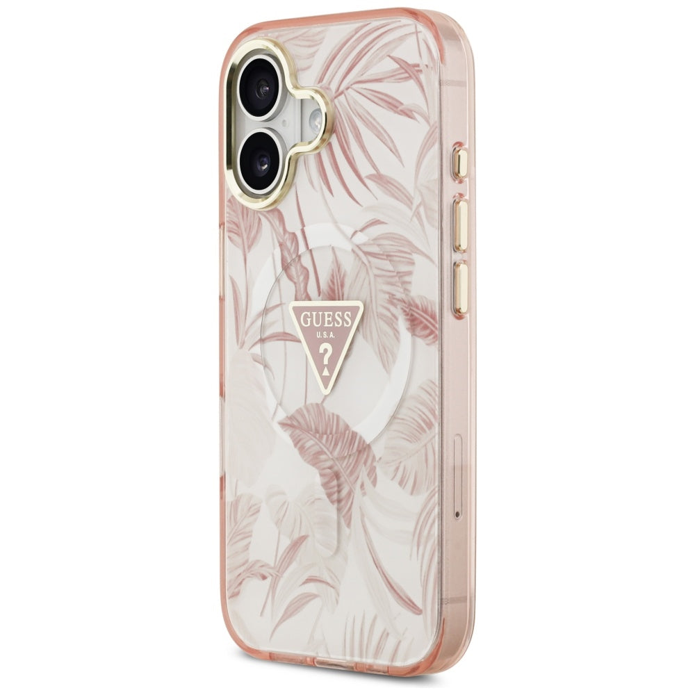 Funda MagSafe para Apple iPhone 17, Guess, Jungle Tonal Triangle, Rosa