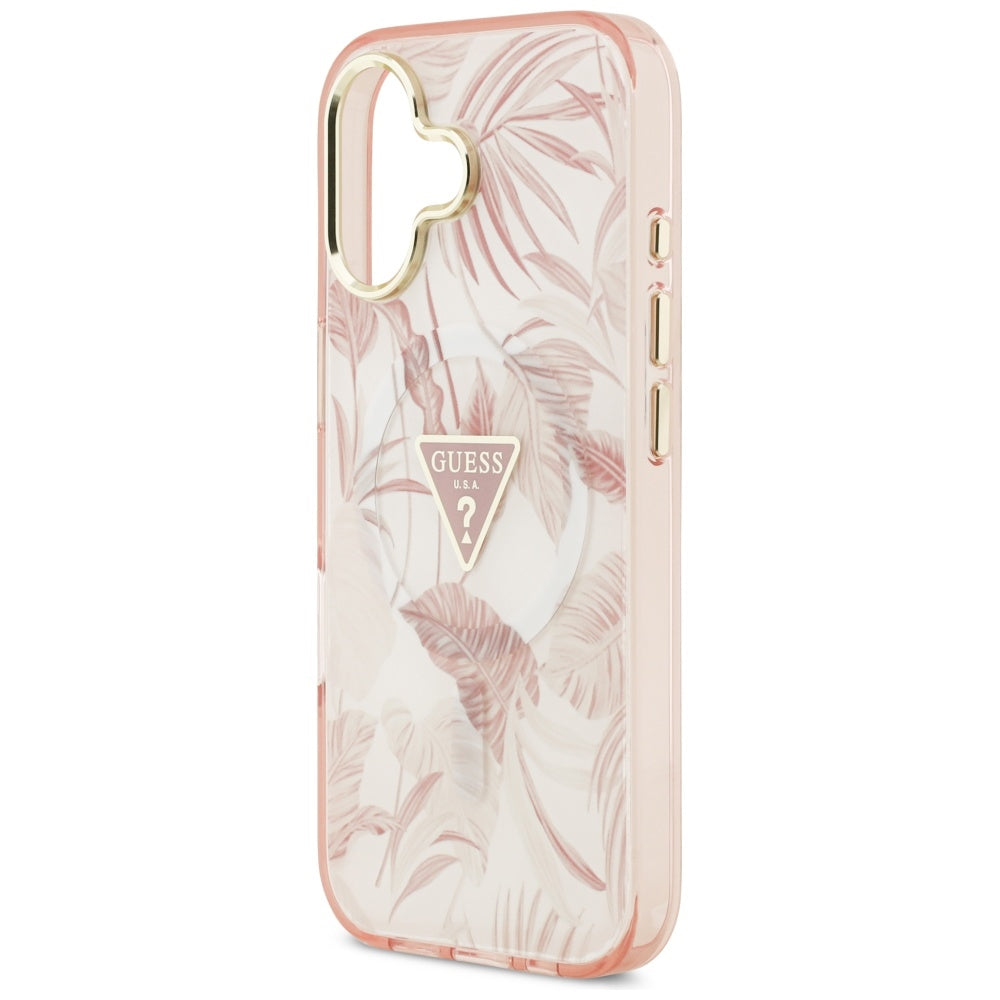Funda MagSafe para Apple iPhone 17, Guess, Jungle Tonal Triangle, Rosa